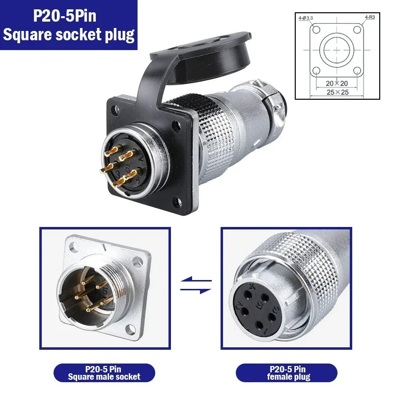 PLS20 Aviation Connector 2/3/4/5/6/7/8/9/10/12Pin Air Carrier Male Female Plug Connector WS20 TP20