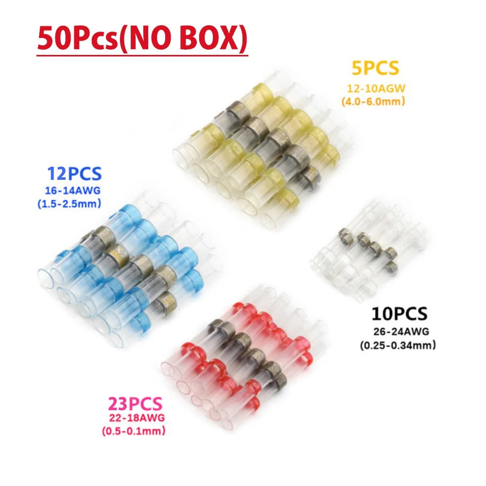50-1200Pcs Solder Seal Wire Connectors Kit with 300W Heat Gun Waterproof Heat Shrink Butt Terminals Electrical Splice Set