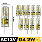 10Pcs G4 LED Bulb 12W 9W 5W 3W 2W AC DC12V SMD 2835 3014 SMD LED Light Mini Silicone Lamp Warm White White 360 Degree Angle