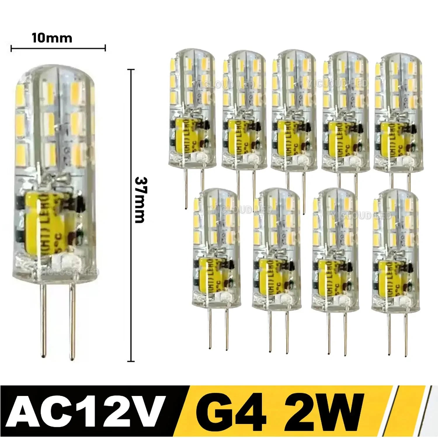 10Pcs G4 LED Bulb 12W 9W 5W 3W 2W AC DC12V SMD 2835 3014 SMD LED Light Mini Silicone Lamp Warm White White 360 Degree Angle