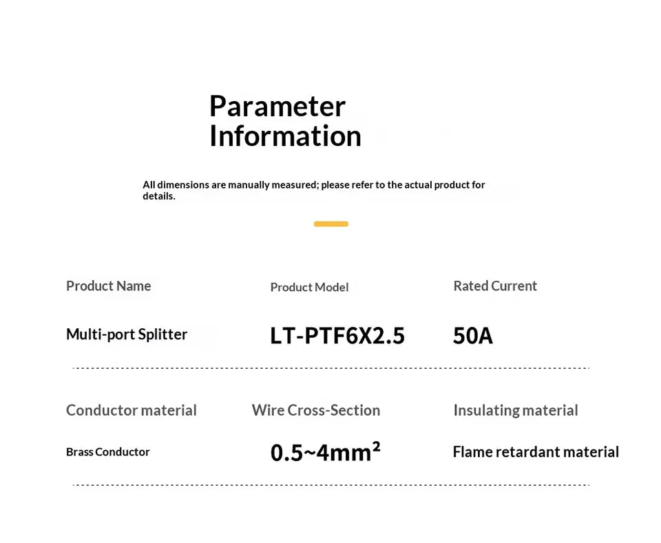 Push-in Terminal Block PTF6X2.5mm One in Multiple Out Splitter Spliceable Wire Connectors DIN Rail Junction Box Electrical Joint