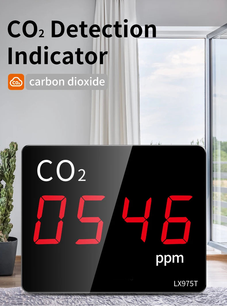 CO2 Carbon Dioxide Detector Sensor CO2 Monitor with Alarm NDIR Infrared Air Quality Meter Sensor Tester for Home Greenhouse