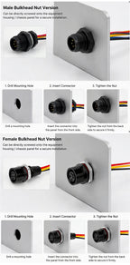 5PCS M12 IP65 Waterproof Aviation Connector 2 3 4 5 6 8 Pin Metal Panel Mount Male Plug Socket Pigtail Cable for Industrial Use