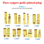 1-10pcs 2.0mm 3.0mm 3.5mm 4.0mm 5.0mm 5.5mm 6mm 6.5mm 8mm Gold-plated Bullet Plug High Current Banana Connector for RC Lipo