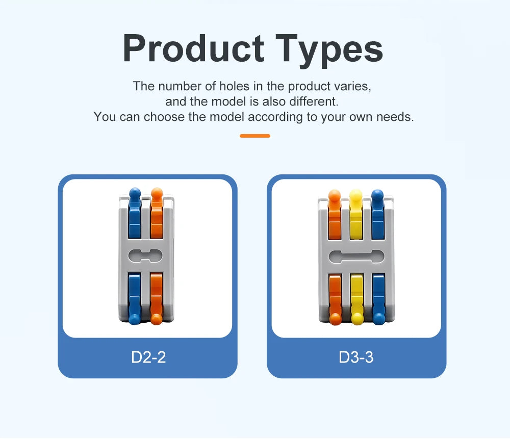 TOMZN Lever Wire Connectors 30/72 Pcs 2 Way 3 Way Quick Terminal Block, Push-in Tool-Free Reusable Splicing Wire Connector 32A