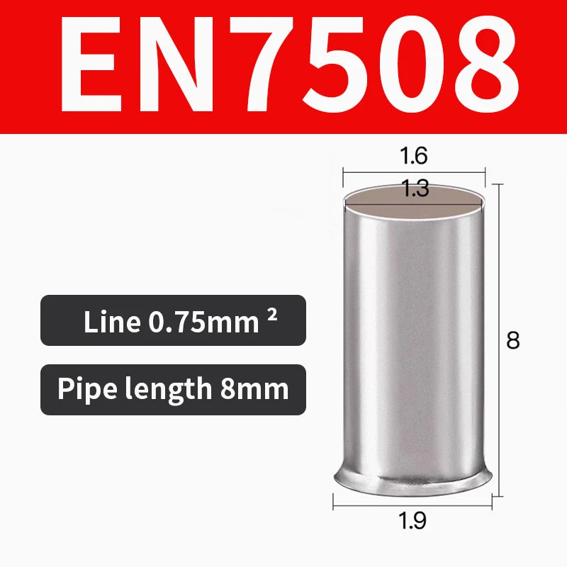 100/200pcs EN tube type plug wire nose cold pressed terminal block copper wire pair connector wiring tube