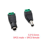 5/10Pcs Solderless DC Jack Plug Connector 3.5x1.35 5.5x2.1 5.5x2.5mm Male Female Adapter for LED Tape Surveillance Camera