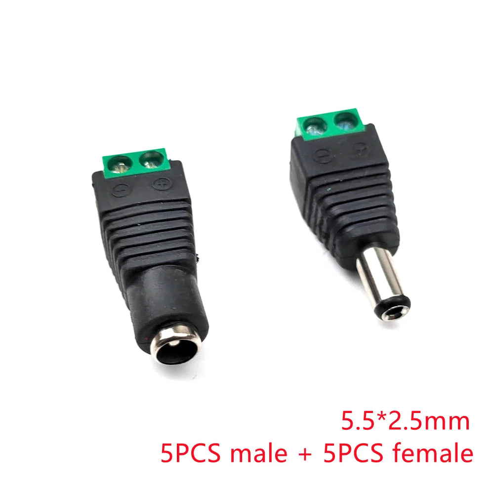 5/10Pcs Solderless DC Jack Plug Connector 3.5x1.35 5.5x2.1 5.5x2.5mm Male Female Adapter for LED Tape Surveillance Camera