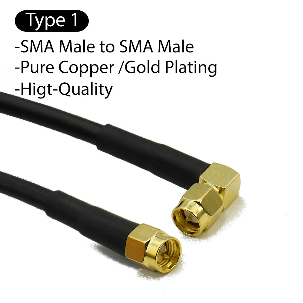 RG58 SMA to SMA Male Female RF Pigtail Jumper Cable Straight Right Angle Antenna Extension Wire for WiFi 3G 4G GSM Radio