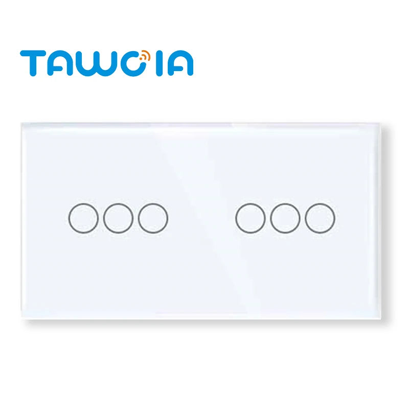 TAWOIA 1/2/3 Gang Touch Switch Double Light Switch Triple Sensor Switch 1Way EU Standard Glass Panel Blue backlight White Series