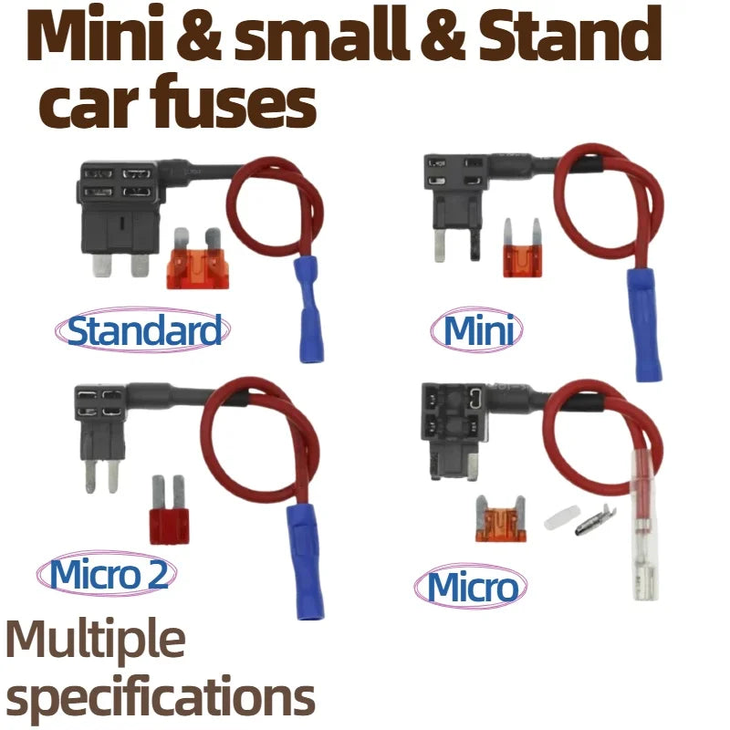 12V MINI SMALL MEDIUM Size Car Fuse Holder Add-a-circuit TAP Adapter with 10A Micro Mini Standard ATM Blade Fuse