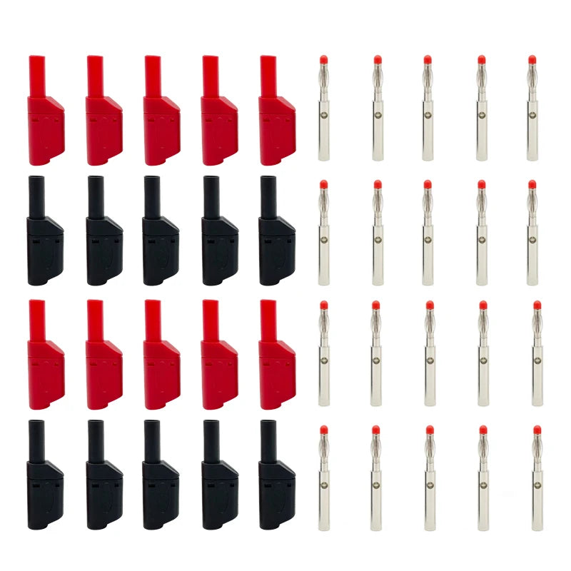 20Pcs Retractable Sheath Stackable 4mm Banana Plugs Nickel-plated Lantern Plug  Solder Banana Plug Connector with Sheath