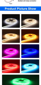 3mm 5mm COB LED Strip 12V 24V Dimmable 3000K 4000K 6000K High Density Flexible LED Light For Home Decor RA90 LED Strip Lights