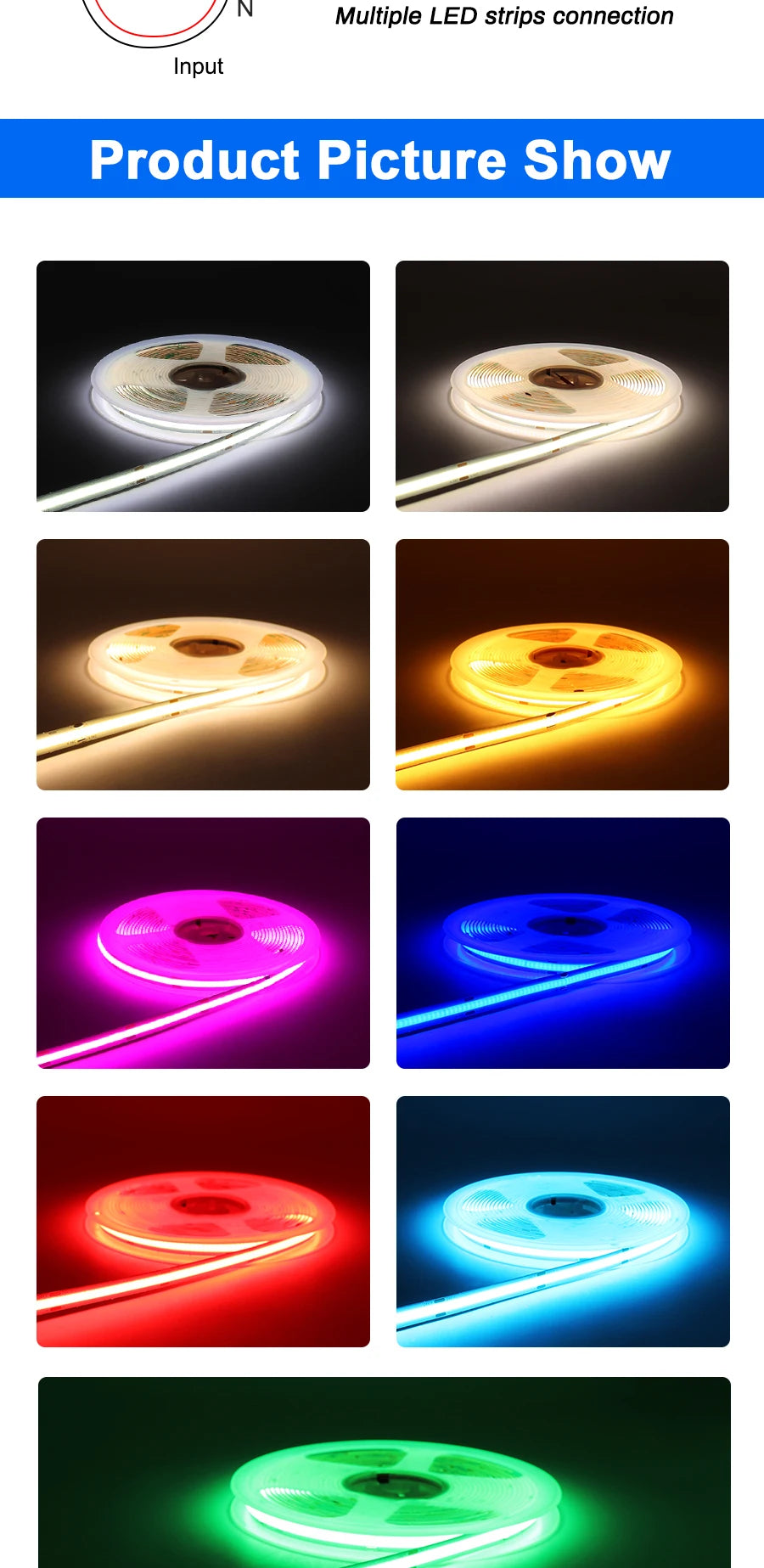 3mm 5mm COB LED Strip 12V 24V Dimmable 3000K 4000K 6000K High Density Flexible LED Light For Home Decor RA90 LED Strip Lights