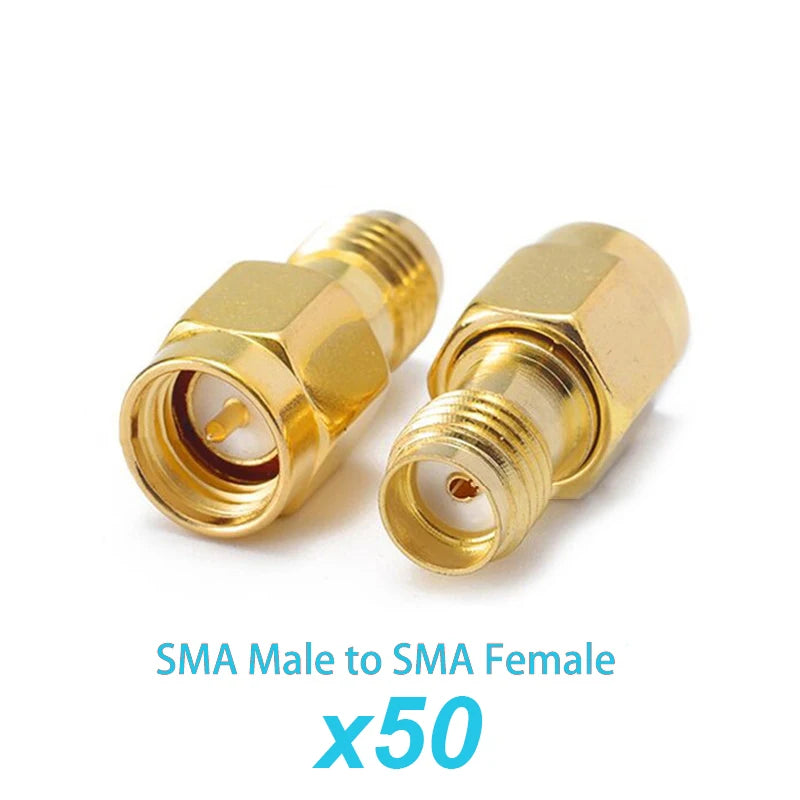 50Pieces Copper SMA Female to SMA Female Straight Adapter RP-SMA Low Signal Loss RF Connection for FPV Drone WIFI