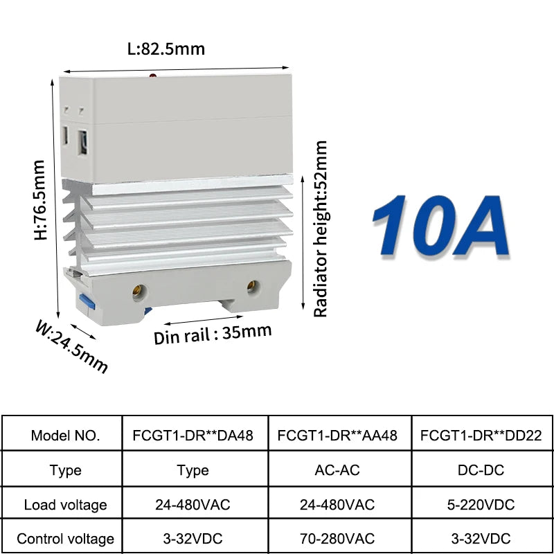 10A 25A 40A 60A 80A 100A Single Phase Slim SSR Solid State Relay With Heat Sink Industrial Relay DIN Rail Mount