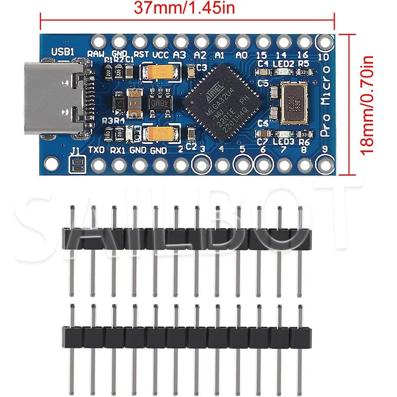 10-1PCS Pro Micro ATmega32U4 5V 16MHz Original Chip Replace ATmega328 For Arduino Pro Mini For Leonardo UNO R3