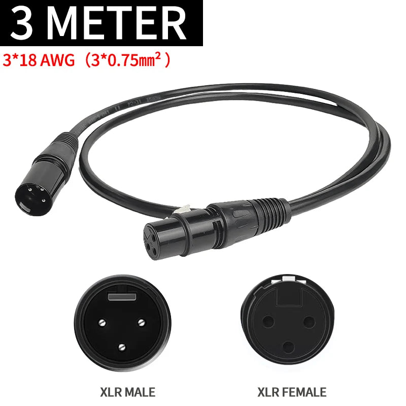 1/2/3/5/10Meters 3-pin Rubber/Iron Signal DMX PowerCon Connect Cable