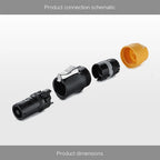 CNLINKO M24 Industrial Power Connector PBT 3 Pin 20A 500V Waterproof Snap-Latch Locking for LED Display Stage Lighting & Theater