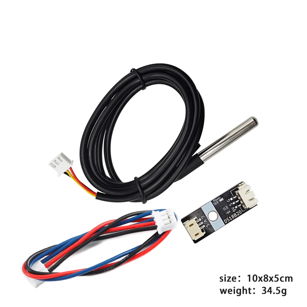 DS18B20 Temperature Sensor Module 304 Stainless Steel Waterproof Probe Waterproof Oil-proof Anti-interference GVS PH2.0 Interfac