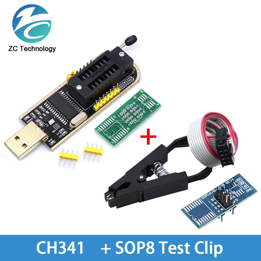 Original CH341 24 25 Series EEPROM Flash BIOS USB Programmer Module + SOIC8 SOP8 Test Clip For EEPROM 93CXX / 25CXX / 24CXX