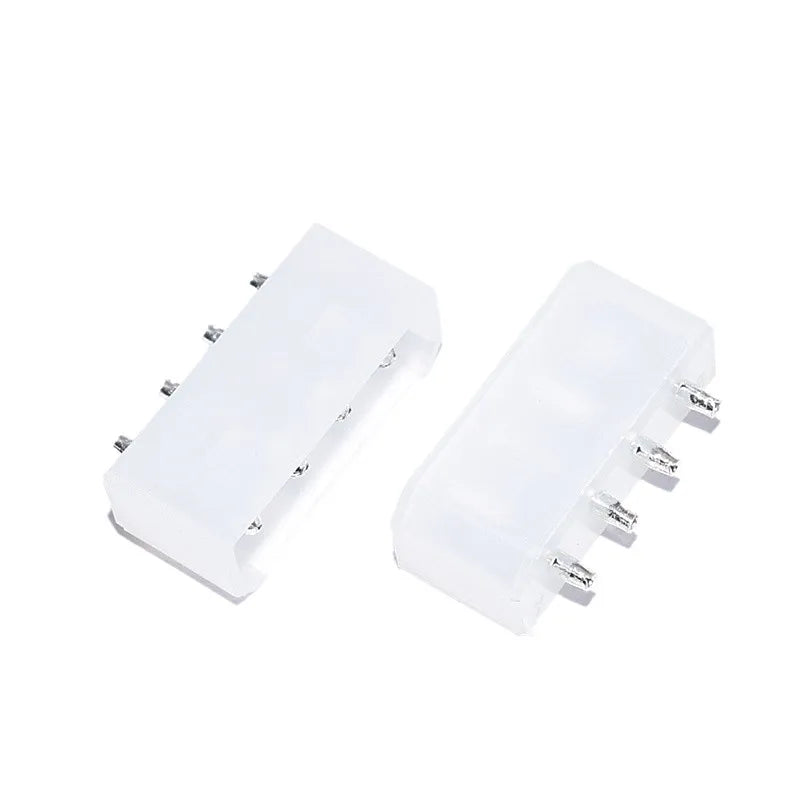 5pcs 5.08mm Pitch Molex White Big 4p 4d Female Socket Straight Hollow Needle for Pc Computer Atx Ide Power Connector
