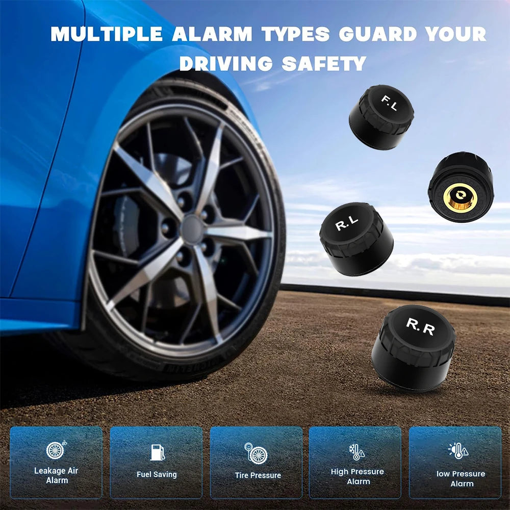 KEBIDUMEI Car Tire Pressure Monitor System USB Android TPMS For Navigation Player Temperature Warning Sensors Car Accessories
