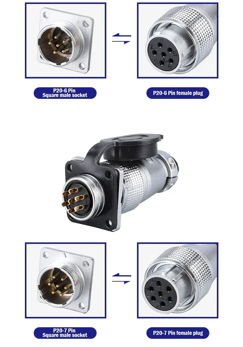 PLS20 Aviation Connector 2/3/4/5/6/7/8/9/10/12Pin Air Carrier Male Female Plug Connector WS20 TP20