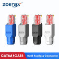 ZoeRax 2PCS RJ45 CAT6A CAT6 Connector, Tool Free Ethernet Termination Plugs, 23AWG to 26AWG Cable Internet Plug Toolless