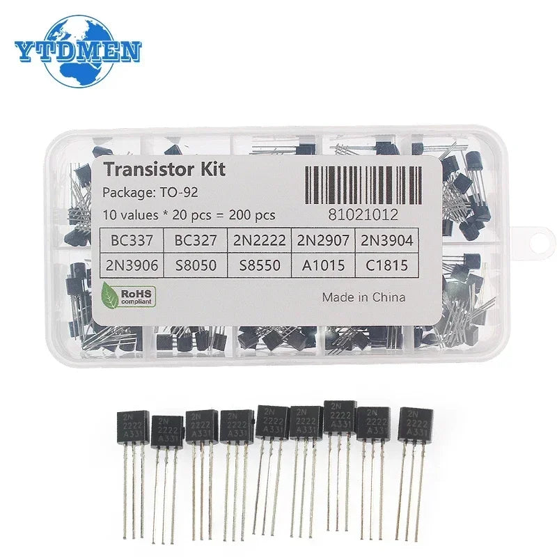 50-200PCS TO-92 Transistor Kit BC327 BC337 BC548 BC549 2N2222 2N2907 2N3906 2N5401 2N5551 A1015 C1815 S8050 S8550 TL431A PNP NPN