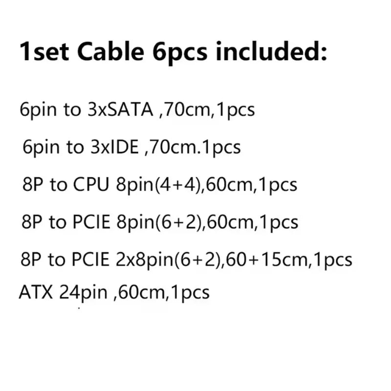 White High Quality PCIe 8p 6+2P CPU 8P(4+4) SATA Molex Modular Power Cable for Thermalright TR-TG1200w TG1000 TGTG850 TG750w