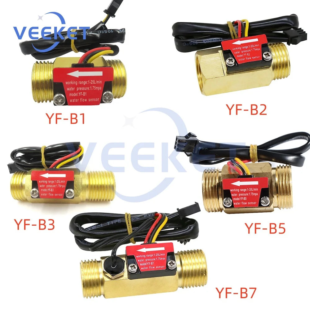 Brass Flow Sensor Thread Hall Sensor YF-B1/B2/B3/B5/B7 Switch Water Flow Sensor Flow Meter Hall Turbine Flow Meter