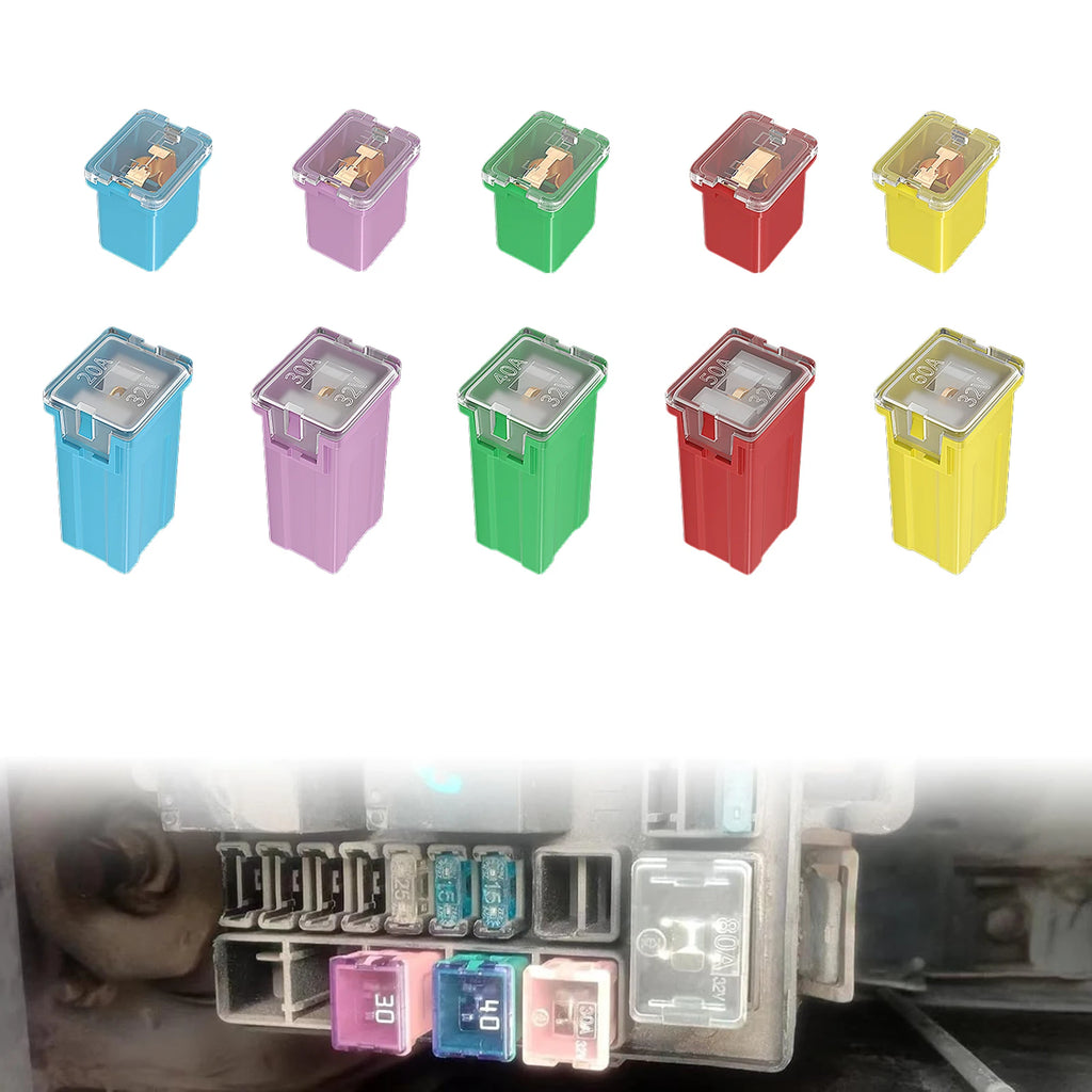 10Pcs Jcase Fuse Kit Mini Jcase Fuse Assortment Tall & Low Profile for Pickup Truck Car SUV (20A/30A/40A/50A/60A Each 2Pcs)