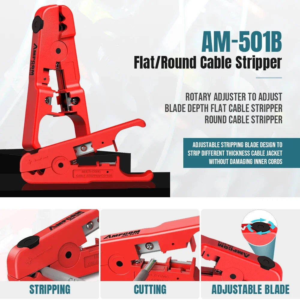AMPCOM Network Tool Kit, Lan Tester RJ45 Crimper Cat6 CAT5E Connectors RJ11 Punch Down Tool Wire Stripper Pliers Ethernet Cable