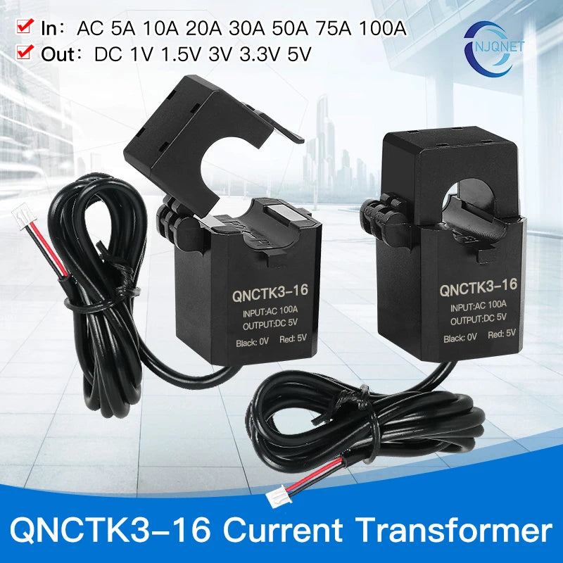 Split Core Current Transformer AC 10A 20A 30A 50A 100A Output DC 3.3V 5V Open Type Current Transformer Clamp CT