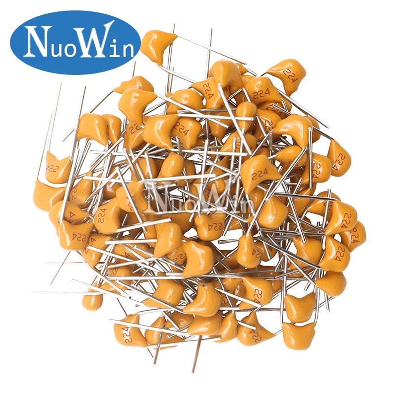 100PCS MLCC Monolithic Ceramic Capacitor 10PF 22PF 100PF 1NF 2.2NF 4.7NF 10NF 22NF 100NF 0.1UF 1UF 2.2UF 10UF 50V P=5.08mm