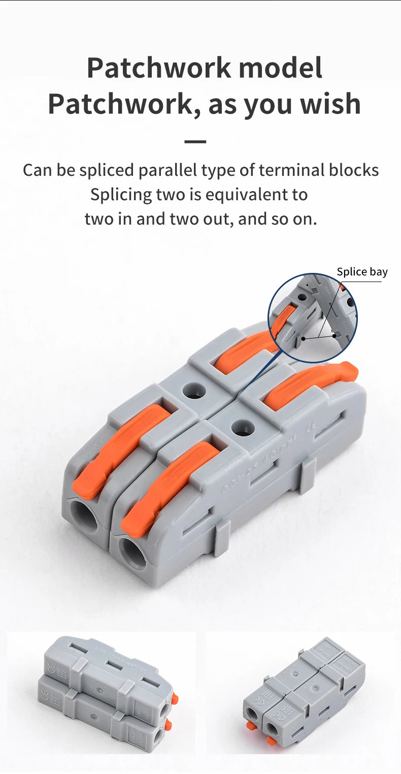 10/20/50pcs Universal Lever Wire Connector Electrical Compact Splicing 1 to 1 Inline Assemblable Terminals Quick Connection