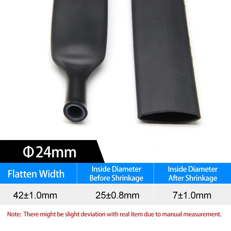 1~10m Glued 4:1 Heat Shrink Tubing 4mm - 72mm Black Double Wall Adhensive Polyolefin Lined Wire Cable Repair Sleeving Wrap