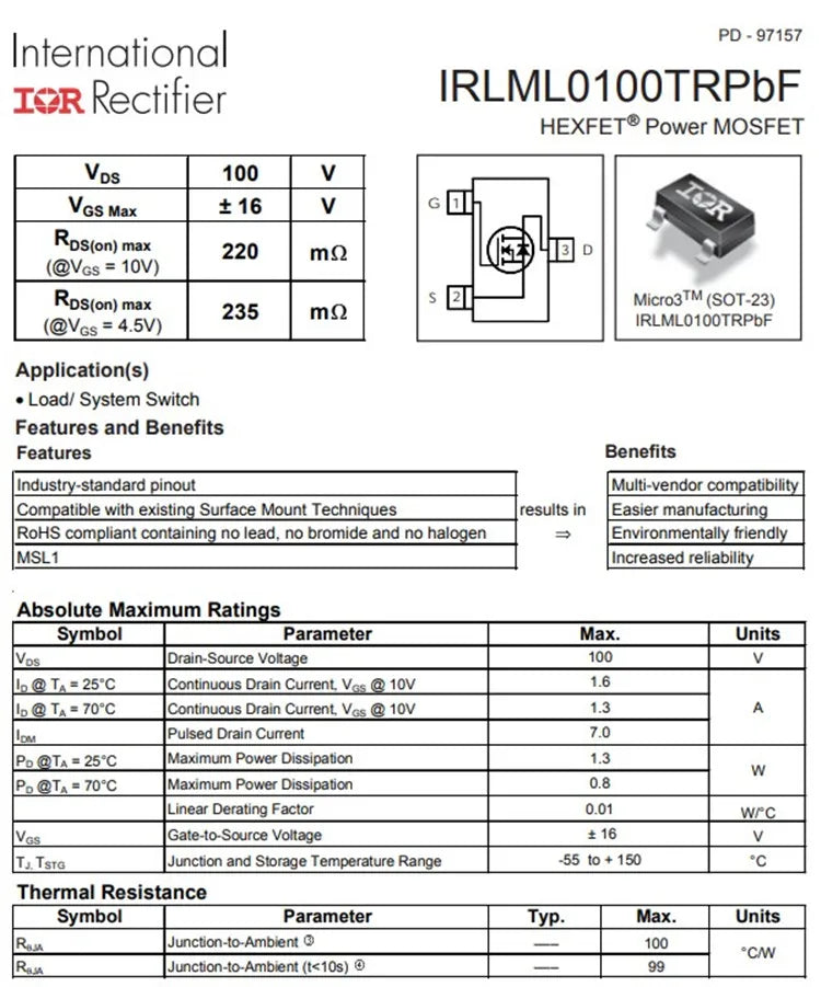 10PCS IRLML0030TRPBF IRLML0030 IRLML0040 IRLML0060 IRLML0100 IRLML2244 IRLML2246 TRPBF SOT23 N/P-Channel MOSFET SMD transistor