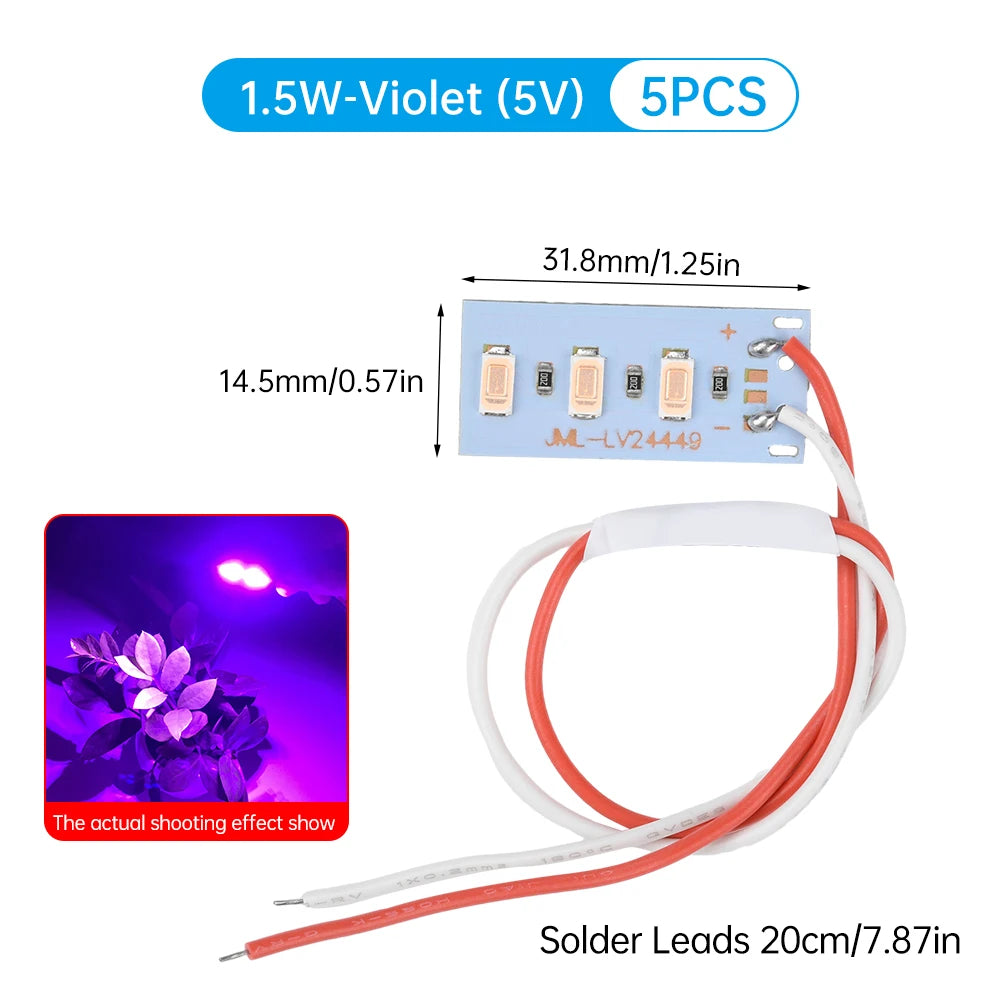 5pcs DC 5V 1.5W High Brightness 5730 LED Lamp Bead Module Decoration Atmosphere Light Board Red/Green/Purple/Yellow/Blue/White