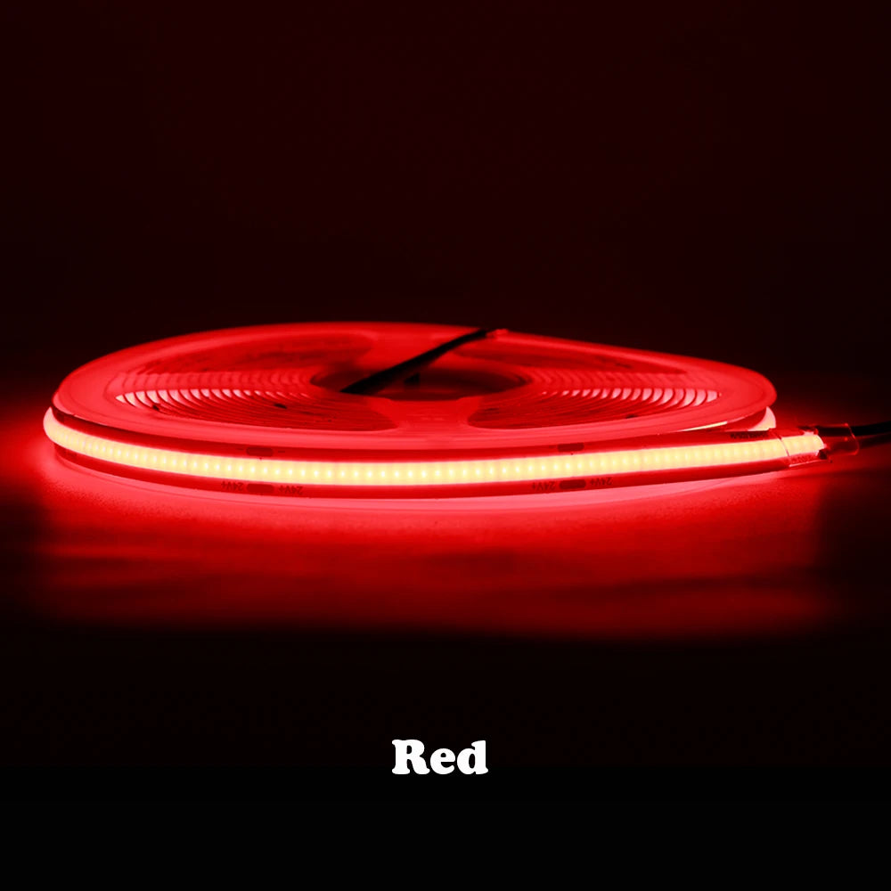 COB LED Strip 480 528 Chips/M High Density Flexible FOB Led Red Green Blue Warm Nature Cool White Linear Dimmable Light 12V 24V