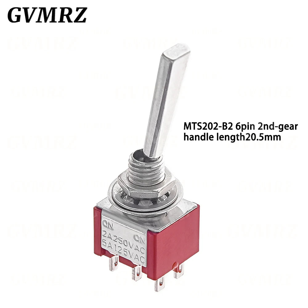 2PCS Flat Handle 6mm Panel Mount Mini Toggle Switch 3/6Pin 2/3 Positions ON OFF ON Locking Momentary RC Model Remote Controlller