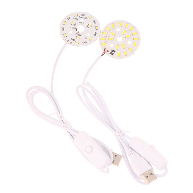 1Pc 1.5M Line Length DC5V LED Chips SMD5730 LED Lamp 31/38/48/50mm USB 3W Light Board Warm White Light With ON/OFF Switch Cable