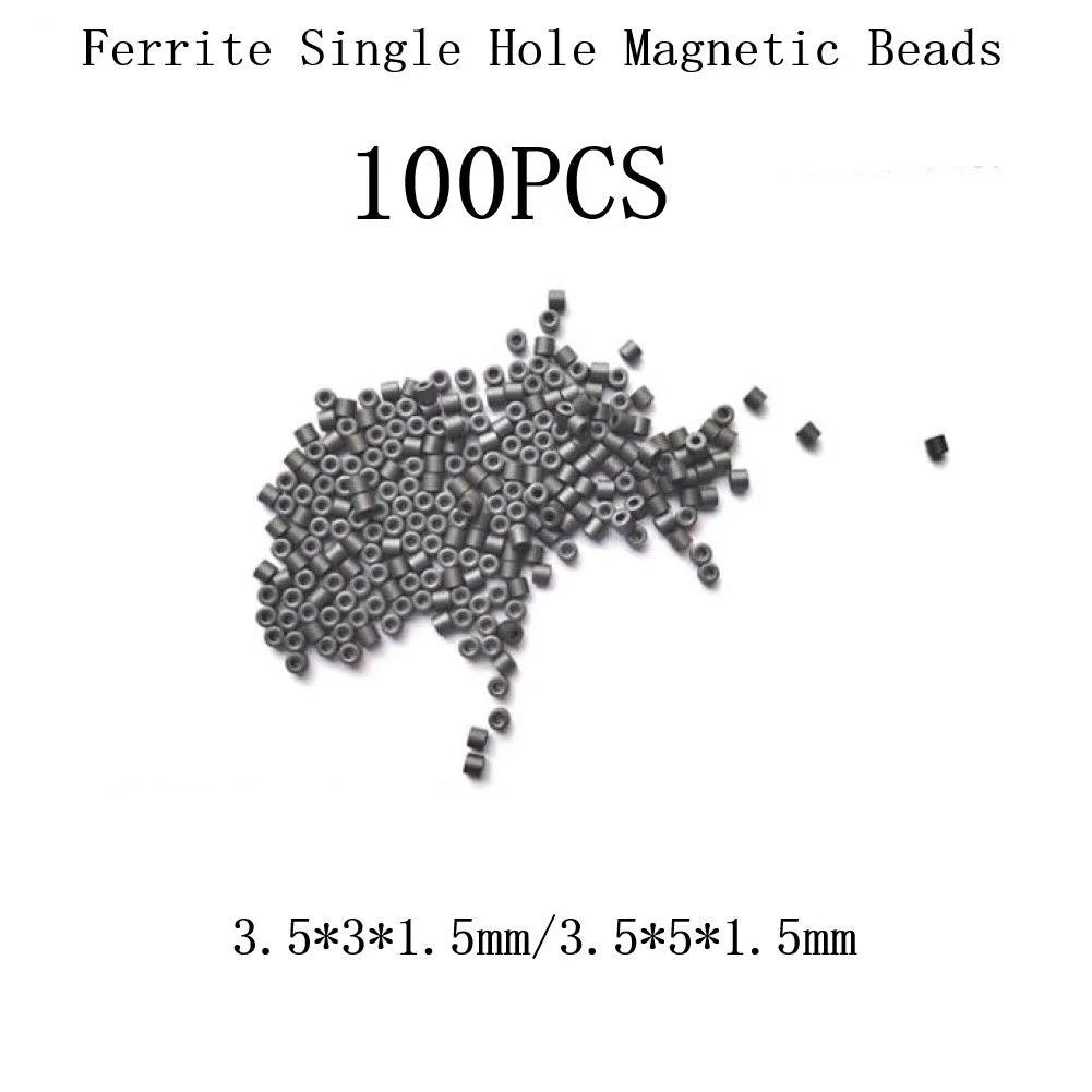 100pcs Hollow Ferrite Beads Filter Rings for Suppressing Spike Interference on Signal and Power Lines in Electronic Applications