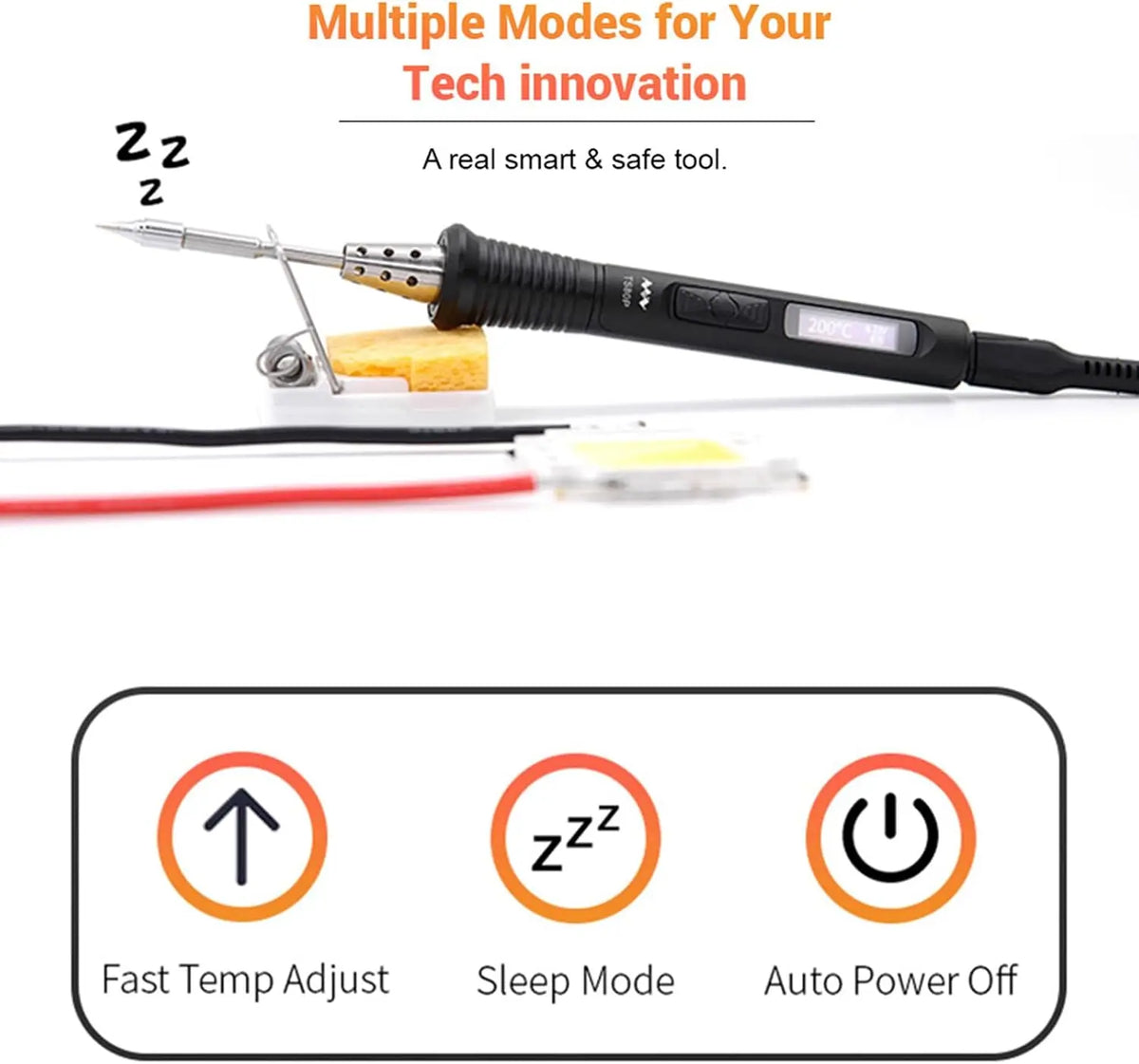 TS80P Soldering Iron Smart Mini Portable Digital Welding Tools Kit with B02 Tips Pocket-size 9V/12V Type C USB Power Supply