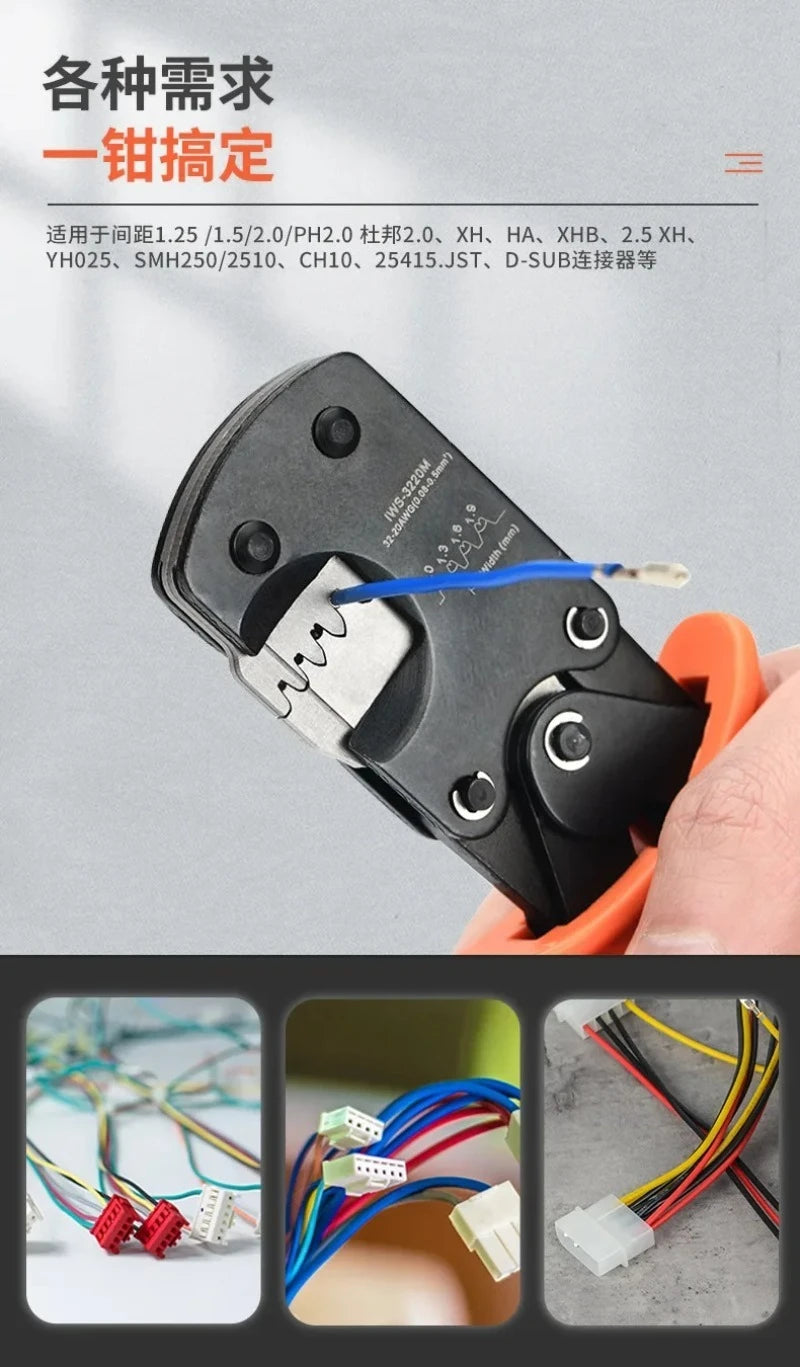 Crimper Plier 0.03-0.52mm² 32-20AWG Micro Connector Ratecheting Crimping Tool Set 1470pcs PH2.0mm Kit