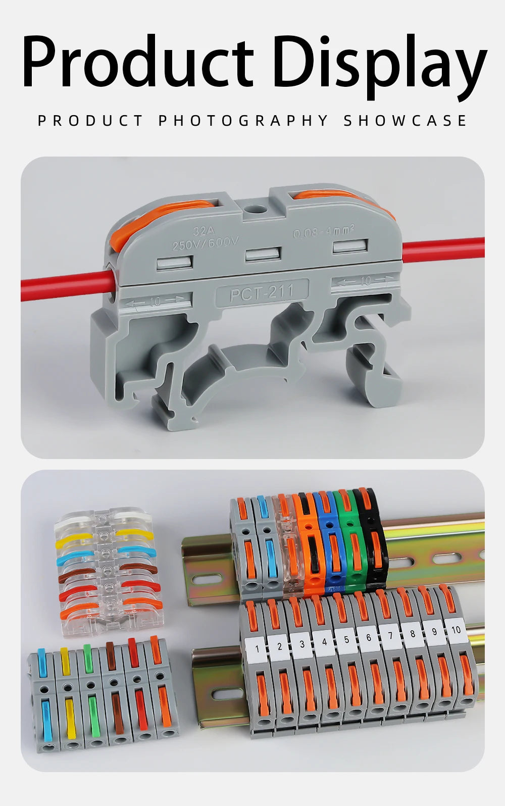 10/20Pcs Din Rail Quick Connector 211 Universal Mini Wire Compact Copper Conductor Cable Push-in Butt 0.08-4mm² Terminal Block