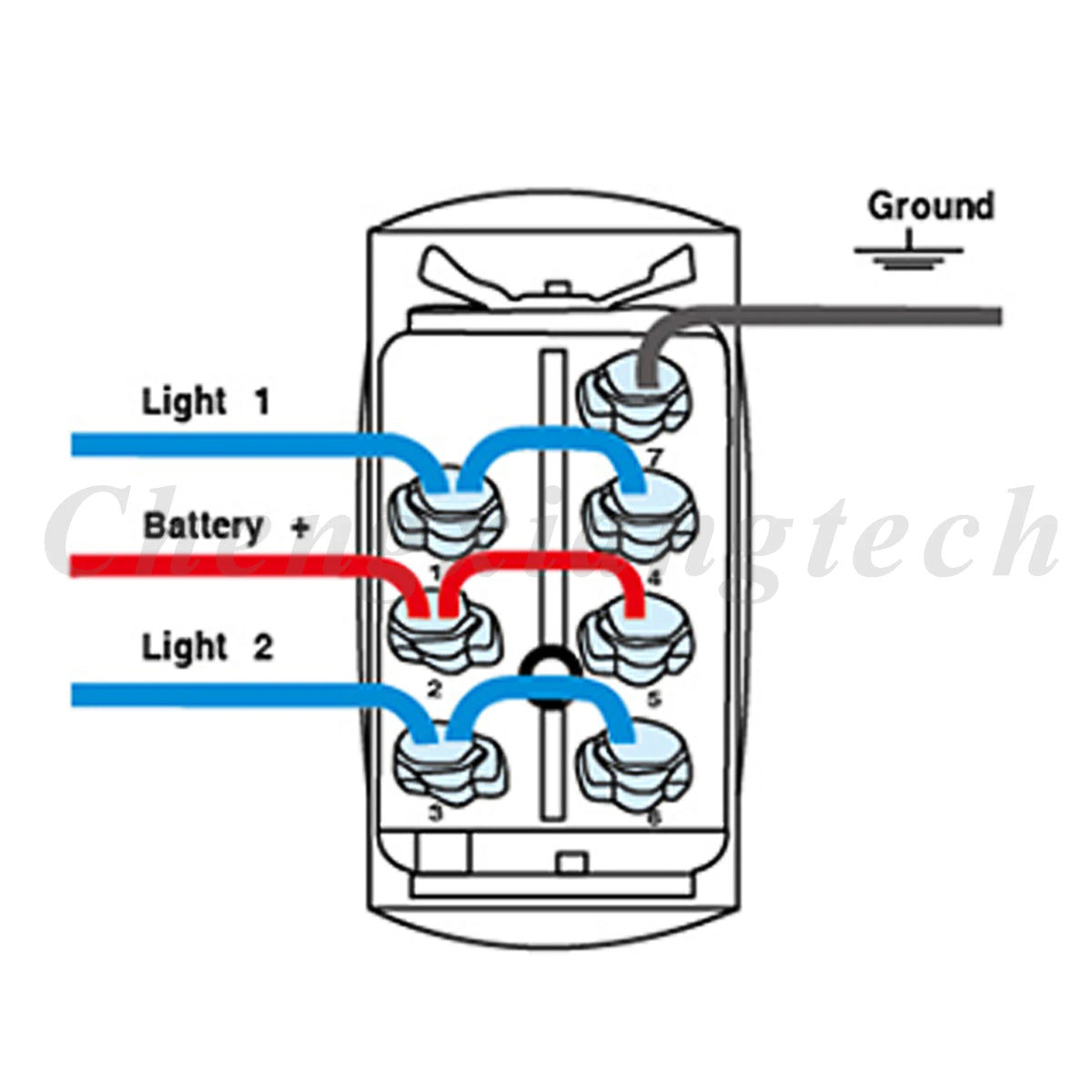 3 Way Rocker Switch 12V DPDT 3 Position ON OFF ON Toggle Switch Momentary ON ON OFF Blue Led Button Switch For Car Boat Carling