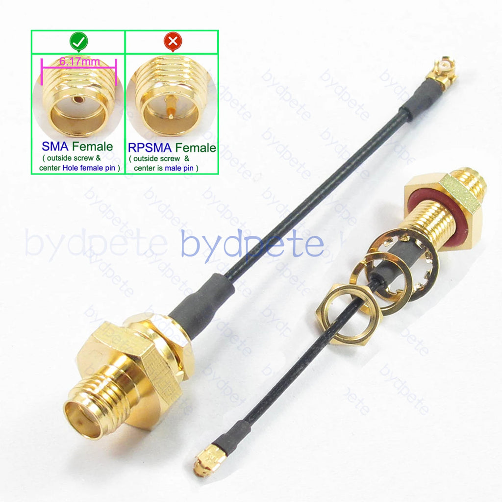 UFL U.FL IPX IPX1 to SMA Female Bulkhead Waterproof Fixed Nut with a Threaded Part on the Bottom RF137 Coax Cable Pigtail Kable