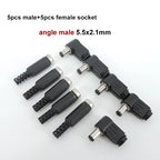 5pcs 10pcs DC female male Power Plug 5.5mm x 2.1mm Male  Female Jack Socket Adapter Connectors Set For DIY Projects Connector